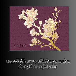Impressions Dorure or de luxe abstrait fleurs de cerisiers modernes