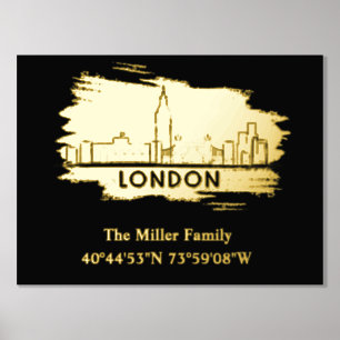 Impressions Dorure or Londres skyline longitude latitude