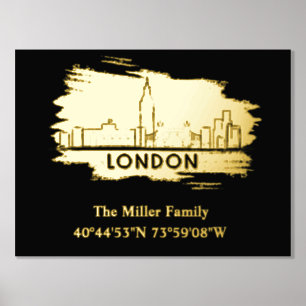 Impressions Dorure or Londres skyline longitude latitude