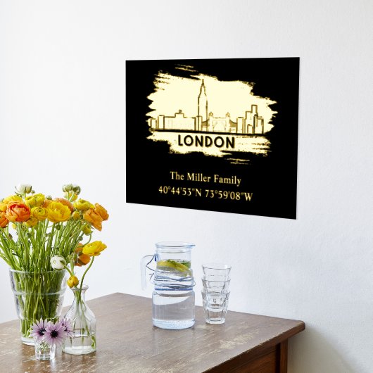 Impressions Dorure or Londres skyline longitude latitude (Couchage (Cuisine))