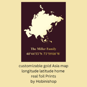 Impressions Dorure or sud Asie longitude latitude accueil réel