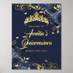 Impressions Dorure Panneau de bienvenue Quinceanera tourbillon floral