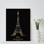Impressions Dorure Paris Tour Eiffel Ligne Art Mur Voyage Couple<br><div class="desc">Dessin minimaliste de ligne de la Tour Eiffel,  cadeau parfait pour les couples,  anniversaire,  anniversaire,  fiançailles</div>