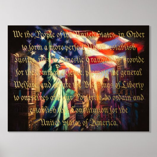 Impressions Dorure Pastel Patriotic City Statue Préambule Or (Recto)