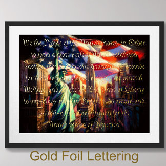 Impressions Dorure Pastel Patriotic City Statue Préambule Or