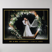 Impressions Dorure Photo de mariage moderne élégant Noir et Or (Recto)