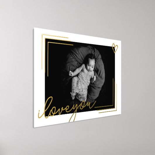 Impressions Dorure photo personnalisée | Je vous aime | cadre or élég (Poser)