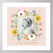 Impressions Dorure Pink Foil Floral Girl's Nursery Photo Art Imprimer (Recto)