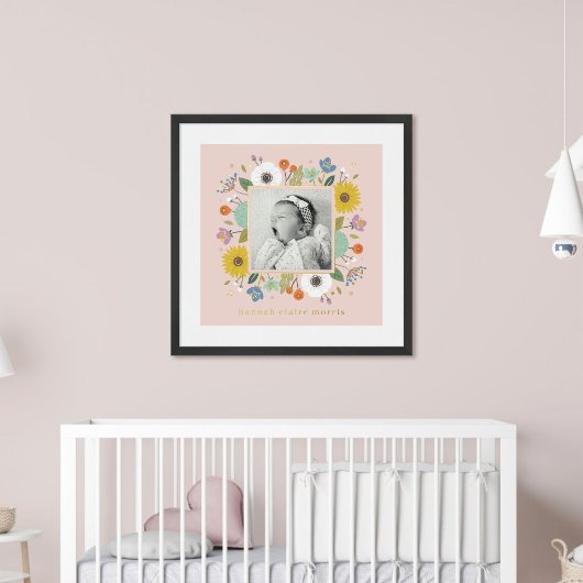 Impressions Dorure Pink Foil Floral Girl's Nursery Photo Art Imprimer