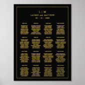 Impressions Dorure Plan de table de mariage à monogramme noir simple (Recto)