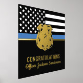 Impressions Dorure Police Ligne bleue Drapeau Félicitations Retraite (Poser)