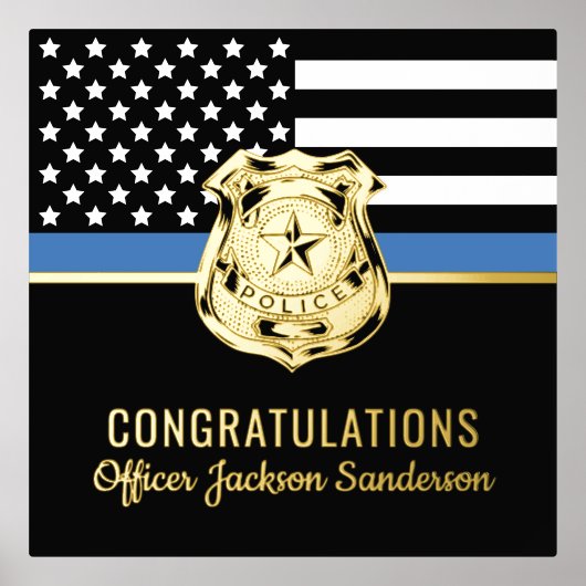 Impressions Dorure Police Ligne bleue Drapeau Félicitations Retraite (Recto)