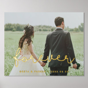 Impressions Dorure Pour toujours mignon mariage lunatique photo or