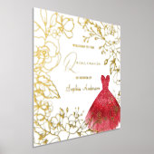 Impressions Dorure Robe rouge Or Floral Feuille Quinceanera Or (Poser)