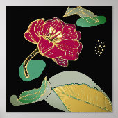 Impressions Dorure Rouge et Gold Poppy Abstrait (Recto)