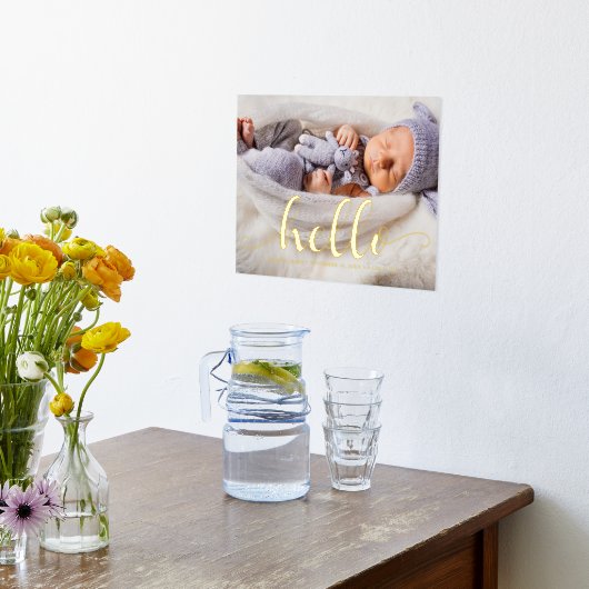 Impressions Dorure Script lettres "Bonjour" photo bébé (Couchage (Cuisine))