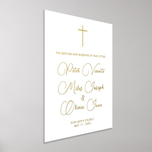 Impressions Dorure Simple Élégant Blanc Religieux Triplet Baptême (Poser)