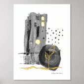 Impressions Dorure Style Boho Abstrait moderne Aquarelle blanche noir (Recto)