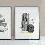 Impressions Dorure Style Boho Abstrait moderne Aquarelle blanche noir<br><div class="desc">Thème noir et blanc, terre organique célébrant la peinture. Cette image fait partie d'une paire d'images intitulée "Semences et récoltes". Il est rempli de formes arrondies et géométriques peintes en aquarelles libres et contemporaines aux véritables accents de feuille d'or et a été créé par Audrey Jeanne Roberts, artiste et designer...</div>