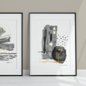 Impressions Dorure Style Boho Abstrait moderne Aquarelle blanche noir