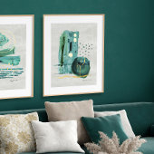 Impressions Dorure Style Boho Abstrait moderne vert n or aquarelle