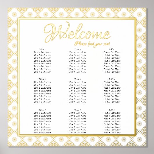 Impressions Dorure Tableau de sièges formels complexes - Mariage (Recto)