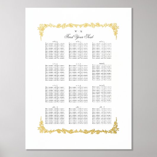Impressions Dorure tableau mariage classique plan de siège or (Recto)