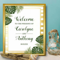 Tropical Green Palm Leaf Beach Mariage Real Foil