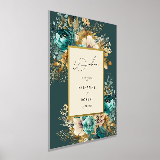Impressions Dorure Turquoise Gold Luxe Floral Mariage Bienvenue (Poser)