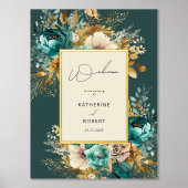 Impressions Dorure Turquoise Gold Luxe Floral Mariage Bienvenue (Recto)
