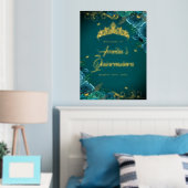 Impressions Dorure Turquoise Swirl Quinceanera Affiche de bienvenue o (In situ (chambre))
