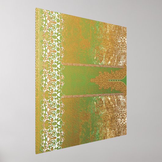 Impressions Dorure Un foulard indien joliment conçu en vert et o (Poser)