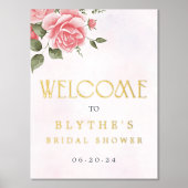 Impressions Dorure Véritable Affiche de bienvenue d'aquarelle florale (Recto)