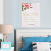 Impressions Dorure Véritable Affiche de bienvenue d'aquarelle florale (In situ (chambre))
