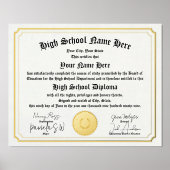 Impressions Dorure Véritable feuille Diplôme d'études secondaires, GE (Recto)