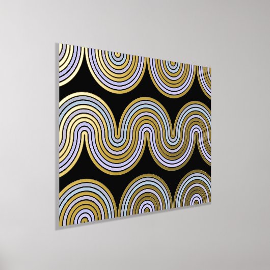 Impressions Dorure Violet Blue Abstrait Wave Lines Art Motif Gold (Poser)