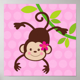 Impressions sur toile pour nurserie singe mignon p