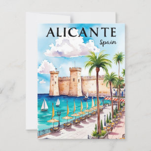 Imprimable Alicante Espagne Travel Carte postale A