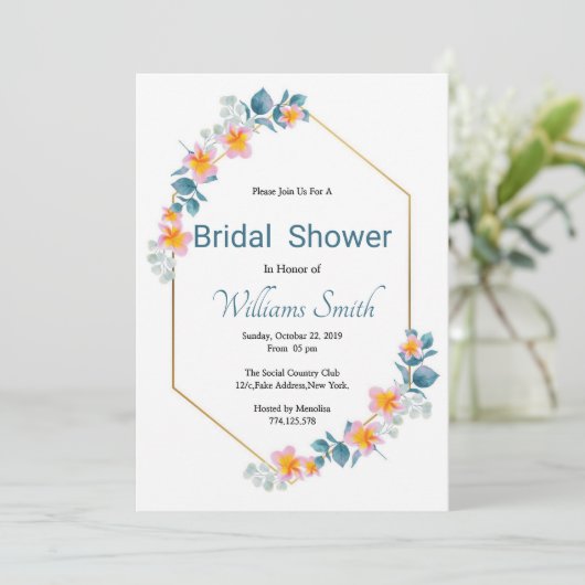 Imprimable Invitation à la douche nuptiale florale (Debout devant)