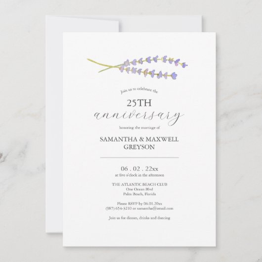 Imprimable Invitations du 25e anniversaire du Mari (Devant)