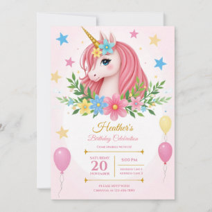 Imprimable licorne magique Invitations d'anniversa