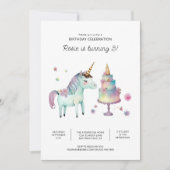 Imprimable Unicorn Invitations de fête d'anniversa (Devant)