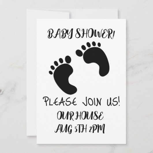 IMPRIMANTES DE PIED NOIR BABY SHOWER INVITATIONS D (Devant)