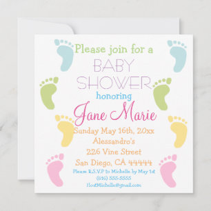 Imprimantes de pieds pour bébé Invitations de douc