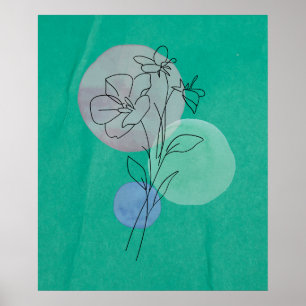 Imprimantes en ligne de fleurs, art mural floral