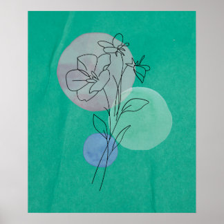 Imprimantes en ligne de fleurs, art mural floral