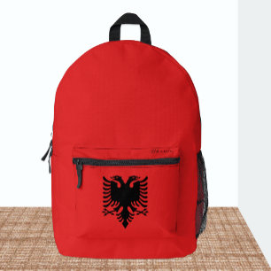 Imprimé Albanie, sac à dos rouge, drapeau albanais