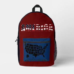 Imprimé Amérique Rouge Blanc Bleu sac à dos