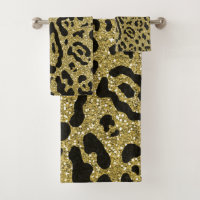 Imprimé animal léopard guépard noir paillettes dor