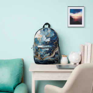 Imprimé Beau sac à dos sur mesure Bleu et Or
